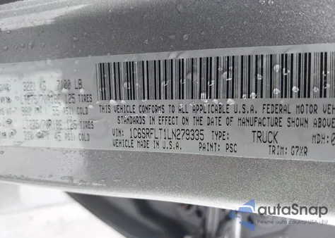 2020 Ram 1500 Rebel 4X4 5'7 Box z USA, uszkodzony, nr VIN 1C6SRFLT1LN279335